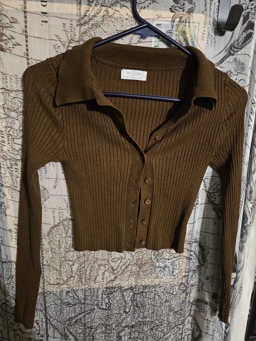Brown Small Cardigan Buttom Up Top
